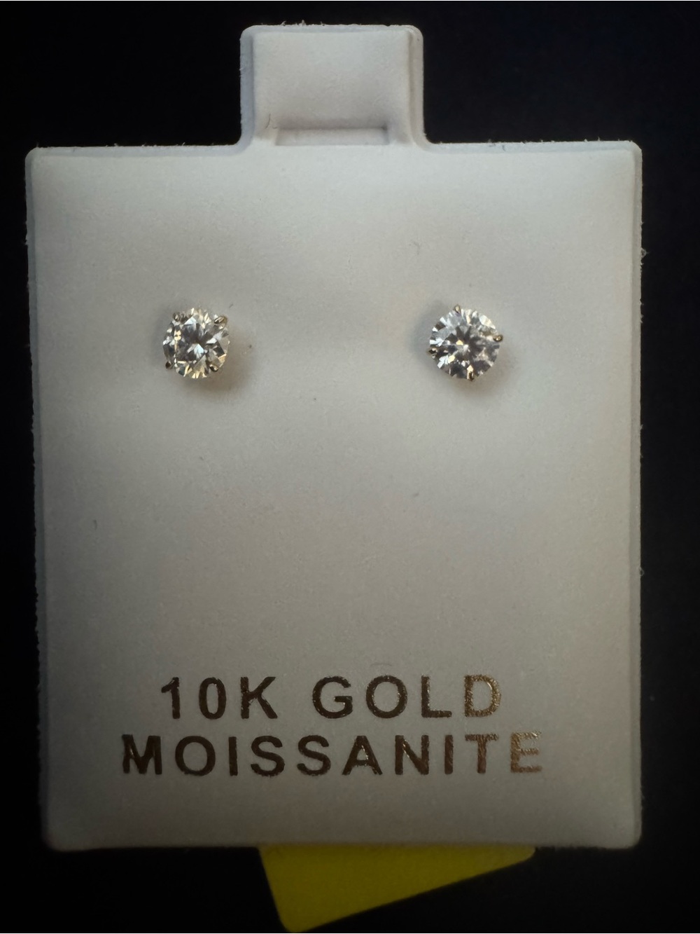 Small 10K Gold VVSD Moissanite Clear Solitaire Stud Earrings